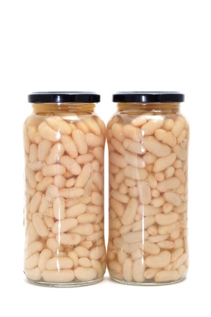 some beans jars isolated on a white backgroundの写真素材