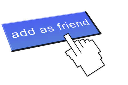 a hand clicking an add as friend buttonの写真素材