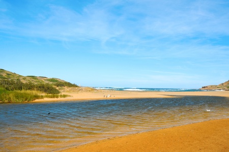 view of Binimela beach in Menorca, Balearic Islands, Spainの写真素材