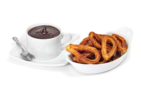 churros con chocolate, a typical Spanish sweet snackの写真素材