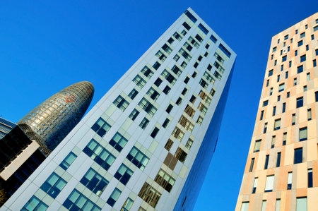 Barcelona, Spain - January 22, 2011: Torre Agbar and Technological District in Barcelona, Spain. This 38-storey tower was designed by the famous architect Jean Nouvel.のeditorial素材
