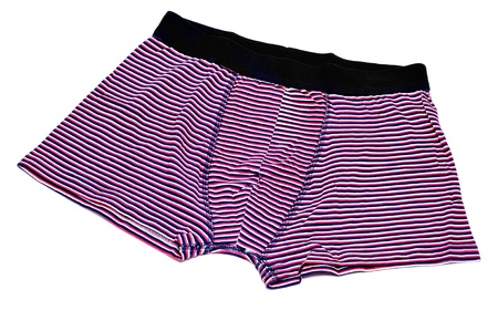 some striped boxer briefs on a white backgroundの写真素材