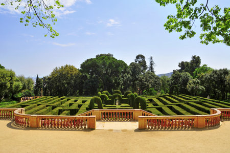 Barcelona, Spain - April 15, 2011: Parc del Laberint d'Horta in Barcelona, Spain. Those gardens hosted receptions to the sovereigns of Spain on three occasions since its construction in 1791.のeditorial素材