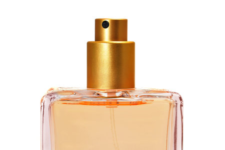 a perfume bottle on a white background