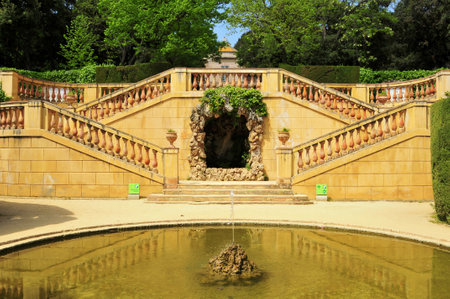 Barcelona, Spain - April 15, 2011: Detail of Parc del Laberint d'Horta in Barcelona, Spain. The gardens hosted receptions three times to Spain sovereigns since its construction in 1791のeditorial素材