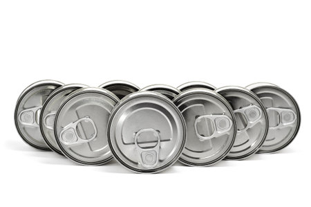 a pile of cans on a white background
