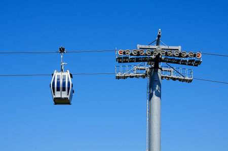 an aerial tramway cabin over the sky