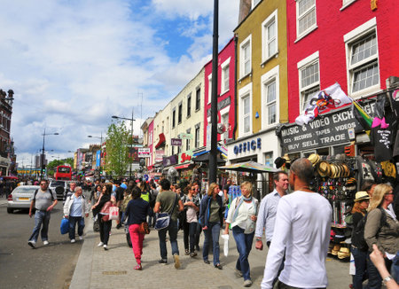 London, United Kingdom - May 8, 2011: Camden Street in London, UK. Camden Market and streets nearby are the fourth-most popular visitor attraction in London, attracting approximately 100,000 people each weekendのeditorial素材