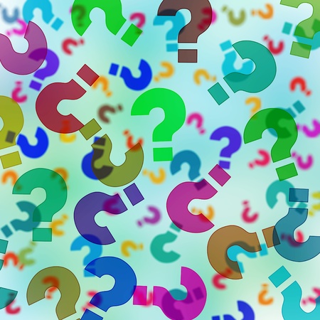 background with question marks of different sizes and colorsの写真素材