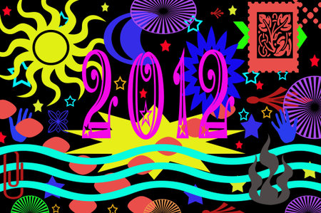 colorful illustration with number 2012 to celebrate the new year