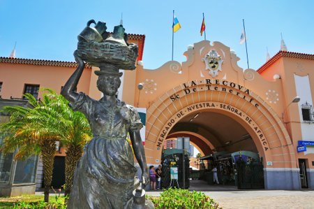 Santa Cruz de Tenerife, Spain - June 23, 2011: Nuestra Senora de Africa Market in Santa Cruz de Tenerife, Spain. This mercado, public market in spanish, opened in 1944, opens dailyのeditorial素材