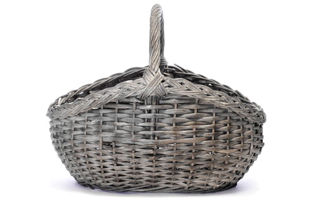a rattan basket on a white backgroundの写真素材