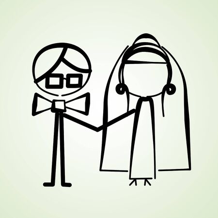 an illustration of a wedding coupleの写真素材