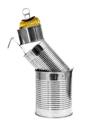 a pile of can on a white background