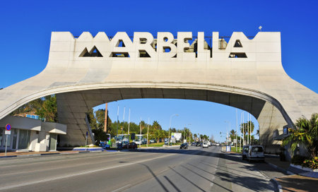 Marbella, Spain, March 13, 2012:  Marbella entrance sign in Marbella, Spain. This iconic entrance...