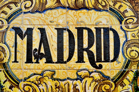 madrid sign written on mosaic tilesの写真素材