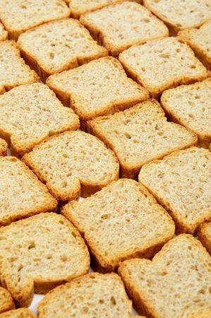 closeup of a pile of mini toastsの写真素材