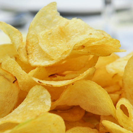 closeup of a bowl with potato chips
