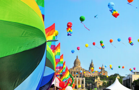 Barcelona, Spain - June 30, 2012: Pride Barcelona 2012 in Avenida Maria Cristina in Barcelona, Spain. Avenida Maria Cristina was the heart and centre of activities of Pride Barcelonaのeditorial素材