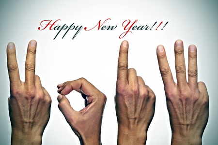 happy new year with hands forming number 2013の写真素材