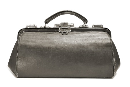 an antique doctors bag on a white backgroundの写真素材