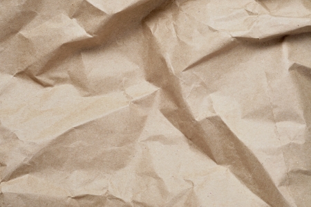 closeup of crumpled Kraft paperの写真素材