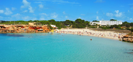 Formentera, Spain - September 19, 2012: Cala Saona Beach in Formentera, Balearic Islands, Spain. Formentera is renowned across Europe for many white beaches like Cala Saonaのeditorial素材