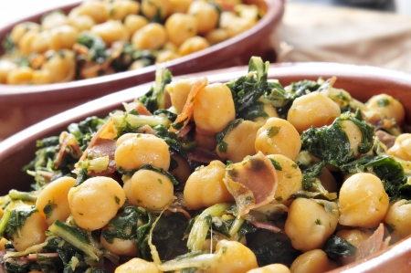 spanish espinacas con garbanzos, spinach with chickpeas, served as tapasの写真素材
