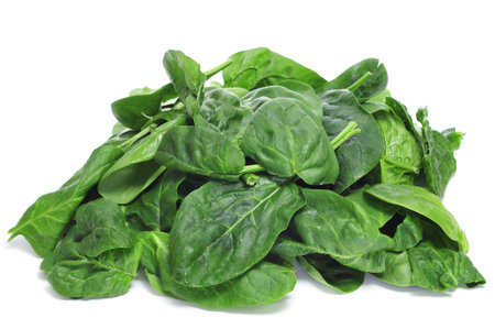 a pile of spinach on a white background