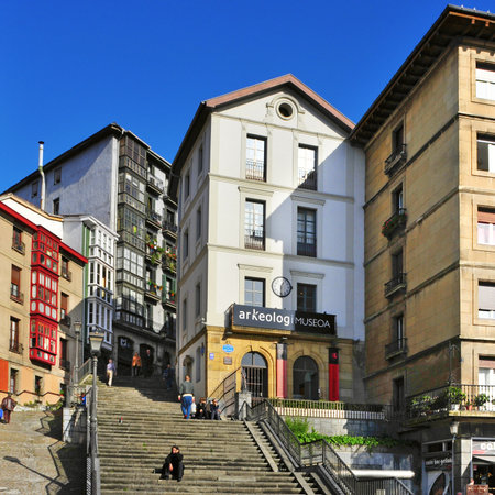 Bilbao, Spain - November 14, 2012: Mallona Stairs in Bilbao, Spain. These stairs lead from Casco Viejo, the old town, to the Basilica of Our Lady of Begona and Etxebarria Parkのeditorial素材