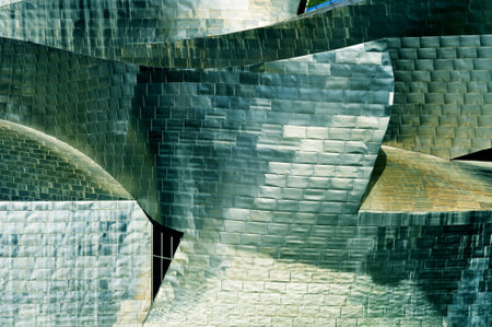 Bilbao, Spain - November 13, 2012: Detail of Guggenheim Museum in Bilbao, Spain. The famous museum, coated with titanium sheets, was designed by Frank Gheryのeditorial素材
