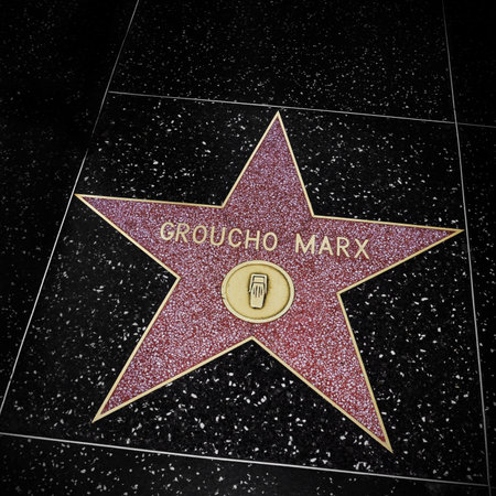 Los Angeles, US - October 16, 2011: Groucho Marx star in Hollywood Walk of Fame in Los Angeles. Those more than 2,400 five-pointed stars attracts about 10 million visitors annuallyのeditorial素材