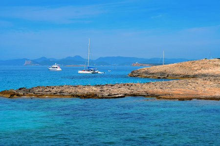 view of Ses Illetes coast in Formentera, Balearic Islands, Spain