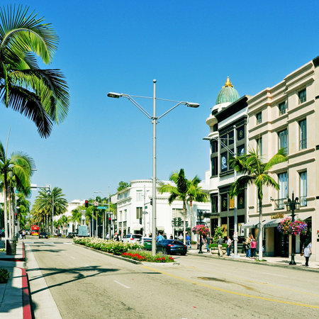 Beverly Hills, US -  October 16, 2011: Rodeo Drive in Beverly Hills, US. There are more than 100 world-reknowed boutiques in this areaのeditorial素材
