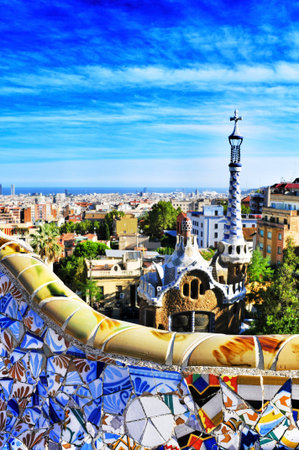 Barcelona, Spain - September 16, 2013  Park Guell in Barcelona, Spain  The park was built between 1900 and 1914 and is part of the UNESCO World Heritage Site Works of Antoni Gaudiのeditorial素材