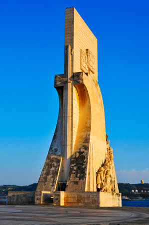 view of the Padrao dos Descobrimentos or Monument to the Discoveries in Lisbon, Portugalのeditorial素材