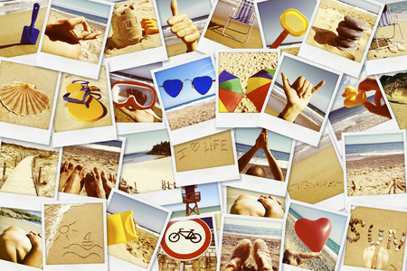 mosaic with pictures of different summer sceneries, shot by myselfの写真素材
