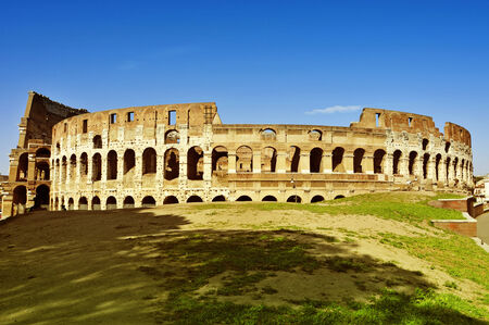 view of the Flavian Amphitheatre or Coliseum in Rome, Italyの写真素材