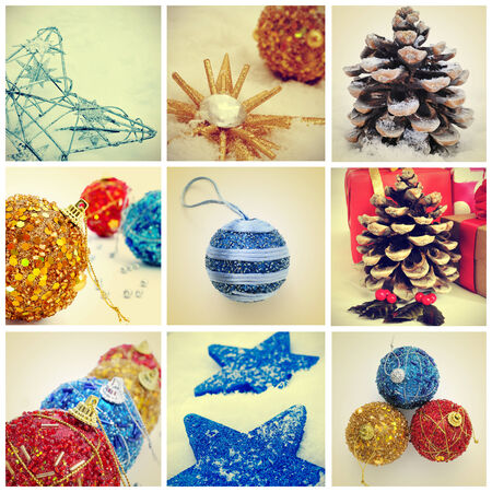 a collage of different pictures of christmas ornaments and itemsの写真素材