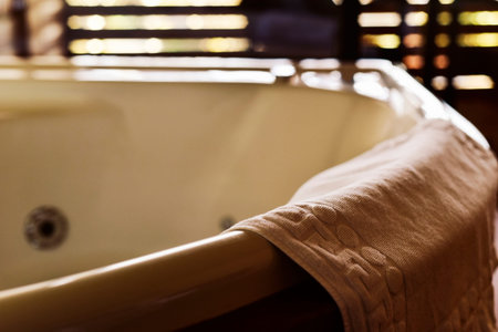 detail of an empty hot tub in a space with a relaxing atmosphere