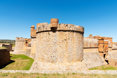 detail of the fortress Fort de Salses, built in the 15 century, in Salses-le-Chateau, Franceのeditorial素材