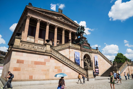 BERLIN, GERMANY - MAY 25, 2018: People at the entrance of the Alte Nationalgalerie in the Museum...