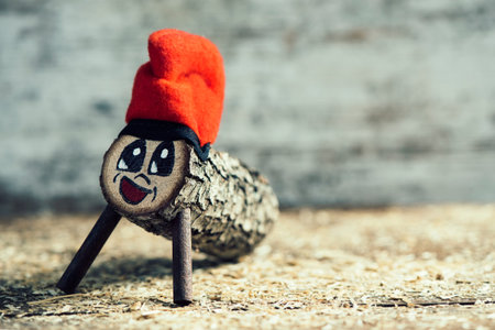 A handmade tio de nadal, a typical christmas character of catalonia, spain, with some blank space on...