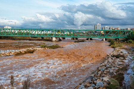 TARRAGONA, SPAIN - OCTOBER 23, 2019: A view of the Francoli River in Tarragona, Spain, the day after...