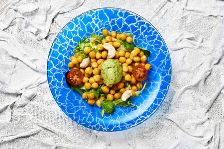 View of a vegetarian chickpea saladの写真素材