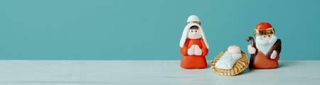 the holy family, formed by the virgin mary, the child jesus, and saint joseph, on a white surface,...
