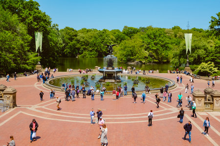 New York City, United States - May 18, 2023: People at popular Bethesda Terrace, in Central Park, New York City, United States, on a sunny spring dayのeditorial素材
