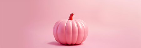 a bright pink pumpkin placed on a pink background with some blank space around it, in a panoramic format to use as web banner or headerの素材
