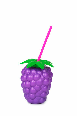 a bottle in the shape of a blackberry on a white backgroundの写真素材