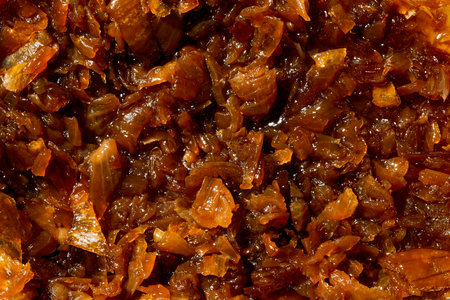 some caramelized onions ready to use as topping or ingredient in many recipesの写真素材
